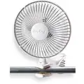 6" Clip-On Fan, Non-Oscillating, 120 VAC, Number of Speeds 2