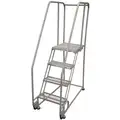 Cotterman 4-Step, Steel Tilt and Roll Ladder; 450 lb. Load Capacity, Expanded Metal Step Treads, without Rear Exit, Gray
