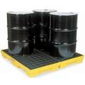 Eagle 60 gal. Polyethylene Drum Spill Containment Pallet for 4 Drums; Drain Included: No, Black, Yellow
