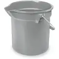 Rubbermaid Bucket: 2 1/2 gal Bucket Capacity, HDPE, Gray