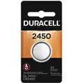 Duracell 2450, Coin Cell Battery, ANSI, Lithium, 3VDC, Diameter 0.961", Depth 0.188"