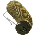 Brady 1-1/2" Round, Brass, Numbered Tags; Numbered 101 to 125