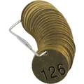 Brady 1-1/2" Round, Brass, Numbered Tags; Numbered 126 to 150