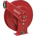Spring Return Hose Reel: 50 ft (1/2 in I.D.), 500 psi Max Op Pressure, Nickel Plated Steel, Red