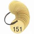 Pre-Numbered Valve Tags; Numbered 151 to 175, Brass, Diameter: 1-1/2"
