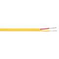 Thermocouple Extension Wire, Type KX, 20 AWG, 100 ft, Stranded, Yellow, 2, PVC