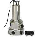 1 HP Manual Submersible Sewage Pump, 230 Voltage, 108 GPM of Water @ 15 Ft. of Head