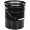 Pail: 5 gal, Open Head, 11 7/8 in, 13 3/8 in Overall Ht, Steel, Round, Black