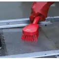 Vikan Stiff Bristle Short Handled Scrub Brush, 3 x 10 inch, Red