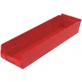 Shelf Bin, Red, 4" H x 23-5/8" L x 6-5/8" W, 1EA