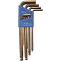 Stubby L-Shaped Metric Gold Plated Ball End Hex Key Set, Number of Pieces: 9