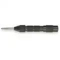 Westward Automatic Center Punch: Round, 1/2 in Shank Dia, 5 in Overall Lg, 1 in Taper Lg, Knurled Grip, Pouch
