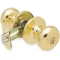 Light Duty, Bright Brass, Flat Ball Knob Lockset; Function: Entrance, Grade: 3