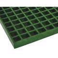 Molded Grating: 96 in Span (Lg) - Grating, 4 ft Wd, 1 in Dp, Green, Square, Grit-Top