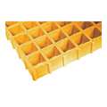 Molded Grating: 60 in Span (Lg) - Grating, 3 ft Wd, 1 in Dp, Yellow, Square, Grit-Top