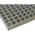 Molded Grating: 96 in Span (Lg) - Grating, 4 ft Wd, 1 1/2 in Dp, Light Gray, Square