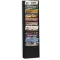 Literature Rack: Steel, Black, 11 Compartments, 36 in Ht, 13 1/8 in Wd, 4 in Dp
