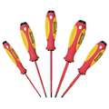 Witte Insulated Screwdriver Set, Phillips, Slotted, Ergonomic, Number of Pieces 5