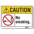Recycled Aluminum No Smoking Sign with Caution Header, 7" H x 10" W