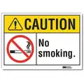 Vinyl No Smoking Sign with Caution Header, 10" H x 14" W