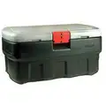 Rubbermaid Attached Lid Container, Black/Red, 20-1/2"H x 43-3/4"L x 17-1/8"W, 1EA