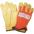 Pigskin Leather Work Gloves, Slip-On Cuff, High Visibility Orange, Size: XL, Left and Right Hand