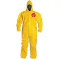 Dupont Hooded Chemical Resistant Coveralls with Elastic Cuff, Tychem 2000 Material, Yellow, 2XL