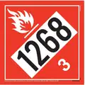 Jj Keller DOT Container Placard: Flammable Liquid UN1268, 10 3/4 in Label Wd, 10 3/4 in Label Ht, Vinyl