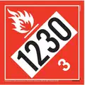Jj Keller DOT Container Placard: Flammable Liquid UN1230, 10 3/4 in Label Wd, 10 3/4 in Label Ht, Vinyl