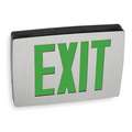 Lithonia Lighting Exit Sign: Emergency Battery Backup, LED, Black, Green, 1 Faces, Ceiling, Nickel Cadmium