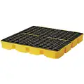 Eagle 60 gal. Polyethylene Drum Spill Containment Pallet for 4 Drums; Drain Included: No, Black, Yellow