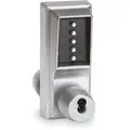 Mechanical Push Button Lockset, 5 Button, Vandal Resistant, Entry with Key Override, Satin Chrome