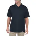 Dickies Dark Navy Short Sleeve Polo, XL, 100% Polyester, Regular Length, Fits Chest Size 46" to 48"