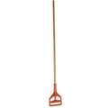Wet Mop Handle, Janitor Wing Nut Mop Connection Type, Natural, Wood, 60" Handle Length