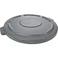 BRUTE Series Trash Can Top, Round, Flat, 55 gal., Gray