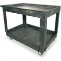Rubbermaid Polypropylene Flat Handle Deep Shelf Utility Cart, 500 lb. Load Capacity, Number of Shelves: 2