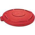 Rubbermaid BRUTE Series Trash Can Top, Round, Flat, 55 gal., Red