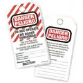 Danger Bilingual Tag, Polyester, No Hacer Funcionar, 5-3/4" x 3-1/8", 12 PK