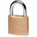 Master Lock Different-Keyed Padlock, Open Shackle Type, 13/16" Shackle Height, Brass