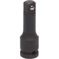 Westward Impact Socket Extension, Alloy Steel, Black Oxide, Overall Length 3", Input Drive Size 1/2"