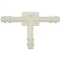 Barbed Vacuum Connector, 3-Way, Plastic, 1/8" x 3/16" x 3/16" Barb Size, White