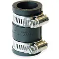 Flexible Coupling: PVC, 3/4 in For Nominal Pipe Size, 2 3/8 in Overall Lg, 2 Clamps Included