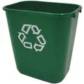 7 gal. Rectangular Recycling Wastebasket, Plastic, Green