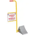 Vestil Single, Aluminum Wheel Chock with Handle and Sign; 11-7/8" D x 37-9/16" H x 21-3/16" W, Silver/Yellow