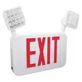 Number of Faces 2, LED, Exit Sign with Emergency Lights, White, Plastic, Letter Color Red