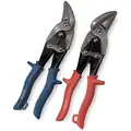 Westward Aviation Snip Set: Left/Right, 9 3/4 in Overall Lg, 1 1/4 in Cutting Lg, Steel, Plastic