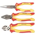 Wiha Tools Plier Set: Insulated, 3 Pliers, Deluxe Cushion Grip, Manual, 2 - 5 Pliers Range