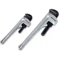 Westward Aluminum 10", 14" Straight Pipe Wrench Set, 2PC, 1-1/2", 2" Jaw Capacity