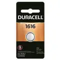 Duracell Lithium Coin Cell Battery, 3 V, CR2016, Battery Size CR2025