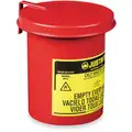 Justrite Countertop Oily Waste Can, 1/2 gal., Galvanized Steel, Red, Hand Operated Self Closing